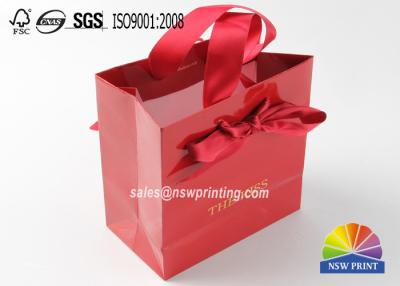 China Hot Stamping Logo Exquisite Small Personalised Paper Bags With Ribbon Handle for sale