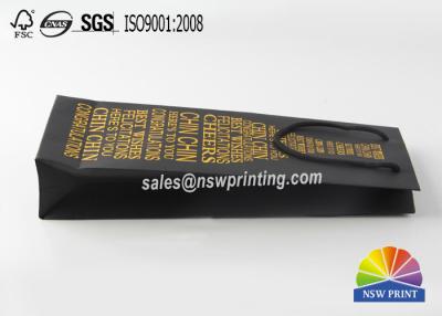 중국 PP 로우프 핸들 검은 판지로 만드는 세계 무역 와인 맞춘 포장 봉지 판매용