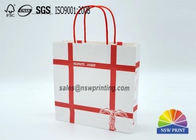China Personalized Recyclable White Custom Paper Shopping Bags With Red Rope Handle​ for sale