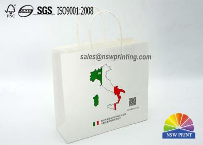 China Eco - Friendly 4C Printiing 150g White Kraft Papar Bags With Twisted Paper Handle for sale