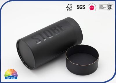 China Silver Logo Spot UV Black Paper Packaging Tube For T Shirt for sale