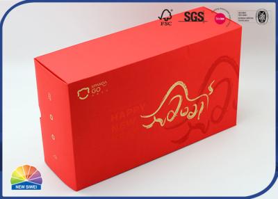 China Red Cardboard Folding Box Gold Logo Pack Present With C1S Insert for sale