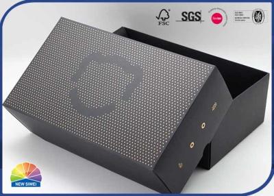 China 350gsm Black Cardboard Rectangle Packaging Box Gold Foil Stamping for sale