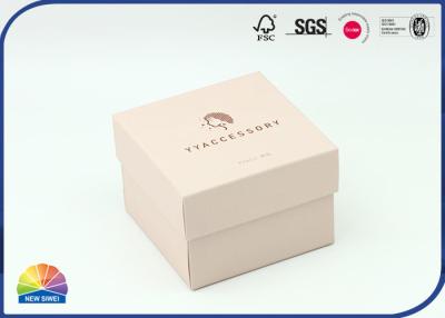 Cina Confezione regalo collana scatola di carta rosa cubica con stampa opaca con coperchio in vendita