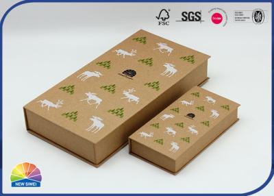 China Tapa Bisagra Cartón Tapa Magnética Caja Kraft Marrón Barnizado Mate en venta