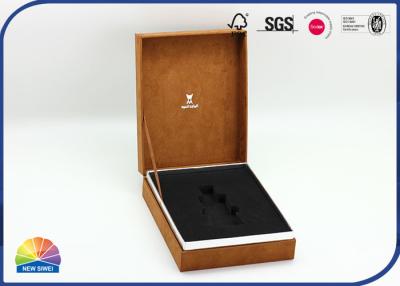China Flocking Paper Hinged Lid Shoulder Box Hot Silver Stamping Logo for sale