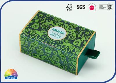 China Green Stamping PET Drawer Paper Gift Package Box With Flocking Handle for sale