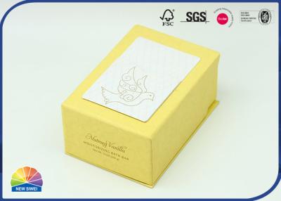 China Faint Yellow Printing 1200gsm Hinged Lid Box Gold Hot Stamping for sale