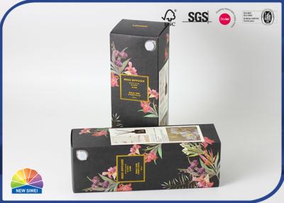 China Black Kraft Paper Folding Carton Box Aromatherapy Gold Stamping for sale