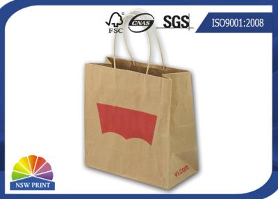 China Recycled 4C Logo Printing Brown Kraft Paper Bags Shopping Bags With Paper Handle for sale