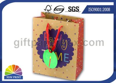 中国 誕生会のギフトのためのリボンのハンドルが付いているリサイクルされたブラウン クラフト紙のギフト袋 販売のため