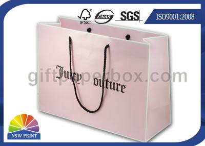 China Las bolsas de asas euro recicladas de compras del color rosado de papel de encargo de los bolsos con la manija en venta
