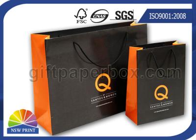 China Glossy Black Printed Paper Bags With PP Rope Handle , OEM / ODM Wrapping Bag for sale
