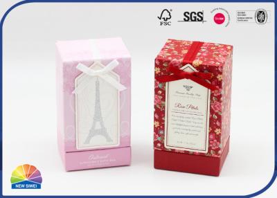 China Rigid Handmade Paper Gift Box With Bow Ribbon Shimmering Powder for sale