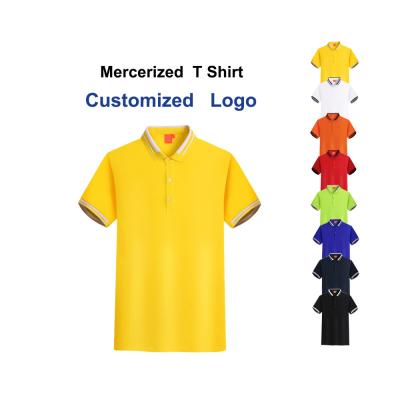 China Online Shopping Korean Style T- Shirts 100% Mercerized Cotton Soft Gloss Business Short Sleeve T Shirt With Collar for sale