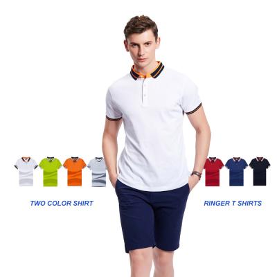 China Men's T-Shirts Business Casual Shirt High Quality Cotton Fashion Latest Ring Designer T Shirt Two Color Collar Shirt for sale