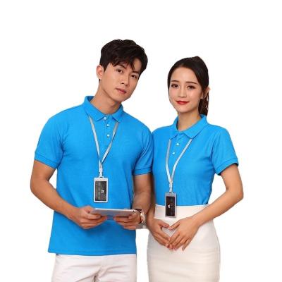 China Men's Plain Shirt Solid Cotton Blend Custom Logo Brand Work Clothing Unisex Collar T Shirt for sale
