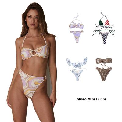 Chine Trendy Bandeau Swimsuits Floral Print Micro Mini Bikini Cute Bathing Suit Designer Flawless 18 Teen Sexy Bikinis à vendre