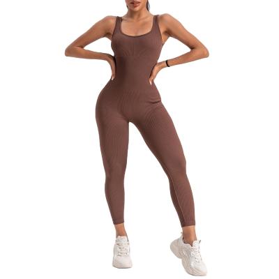 China Cheaper Seamless Threaded Outdoor Sports Workout Playsuits Jumpsuit For Women for sale