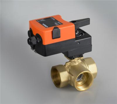 China 3 Way Motorized Brass Ball Valve 24VAC/DC Power Supply For Automatic Control for sale