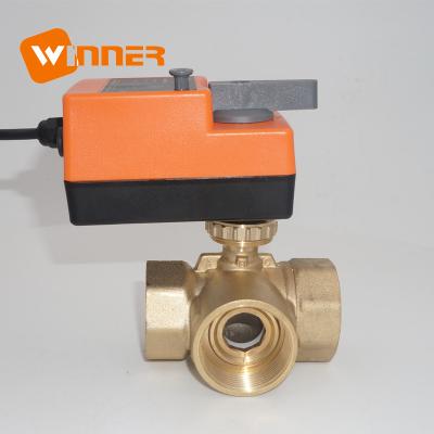 China CE Brass dn50 motorized three way ball valve with manual operation for sale