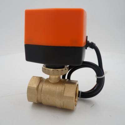 China 220vac On / Off Control 2 Way 2 Postion Electric Motorized Brass Ball Valve In Hvac For Air Handler for sale