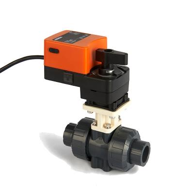 China 24V Modulating Electric Water Flow PVC Ball Valve , Proportional Control Plastic Ball Valve for sale