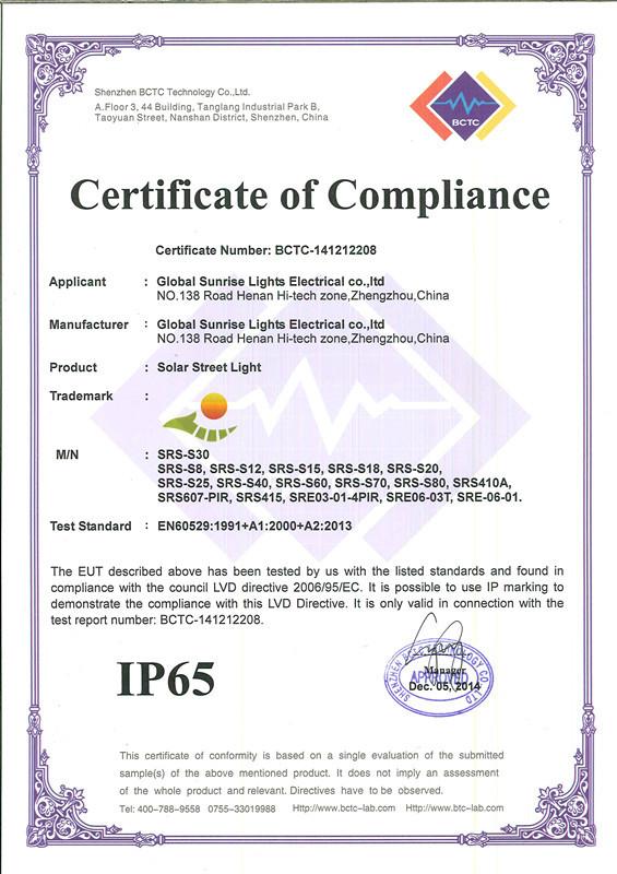 IP65 - Global Sunrise lights Electrical Co.ltd