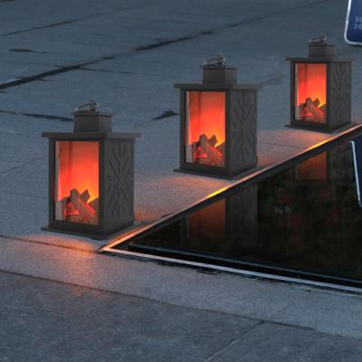 China Simulated Fireplace Solar Flickering Flame Lantern 3.7V 5W Solar Courtyard Light for sale