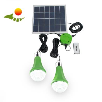 China 2 Bulbs 435lum Solar Panel Energy System 10400mAH Solar Charger Light Kit for sale