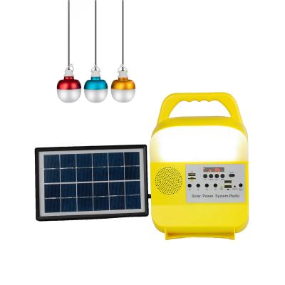 China Painted Matte Portable Solar Home Lighting System 5W 3PCS LED Bulb With Solar Panel for sale