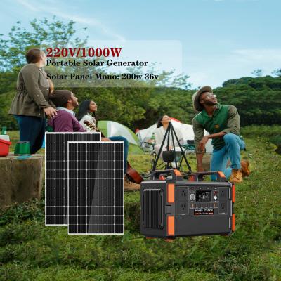 China 1000W Portable Camping Solar Panel System Waterproof Emergency Solar Generator for sale