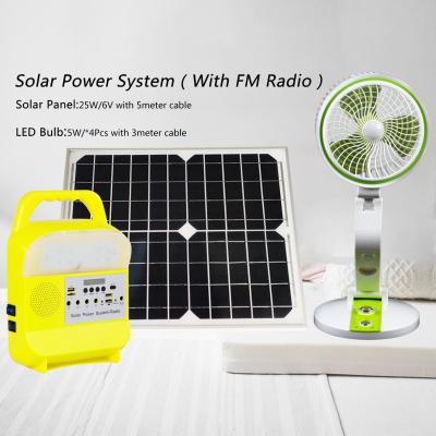 China 25 Watt Mobile Home Solar Lighting System With Radio USB Charging Port SRE-6828 3pcs for sale