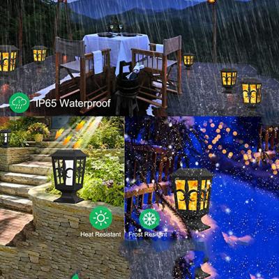 China IP 65 Outdoor Solar Wall Lights 3.2V Fire Flame Waterproof Garden LED Wall Lamp for sale