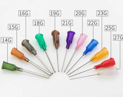 Chine Astuces de seringue flexible multicolore 14G-34G, aiguille pratique et émoussée à vendre