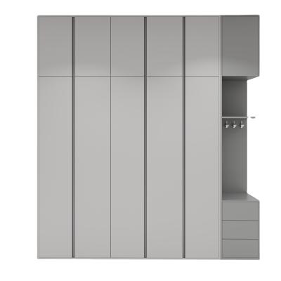 China Multi Functional Wood Panel Furniture Bedroom Grey Clothes Closet Custom Size for sale