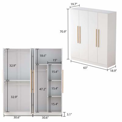 China Modern White Wardrobe Cabinet With Door Easy Assemble OEM Accepted for sale