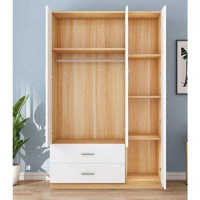 China Minimalist Wood Panel Furniture 4 Door Wooden Wardrobe Closet With Drawers for sale