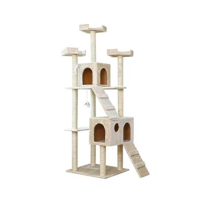 China Fashion Deluxe Wood Pet Furniture Diy Wooden Cat Scratching Post for sale