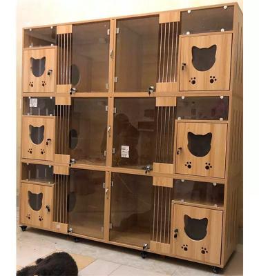 China Customized Multilayer Luxury Solid Wood Cat Villa Multifunction Durable for sale