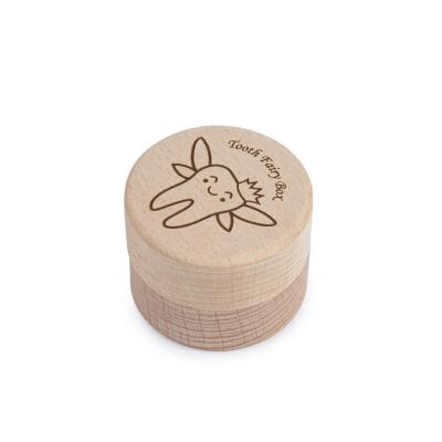 China 5.2*4.2CM Cute  Lidded Wooden Box Personalized Tooth Fairy Keepsake Box for sale
