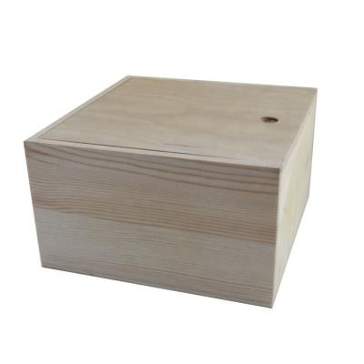 China Handmade Unfinished Sliding Top Wood Box Large 27.8x27.8x11.3cm for sale