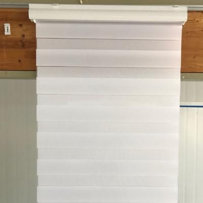 China Double Window Cordless Curtain Blinds Zebra Roller Shades Two Layers Anti UV for sale