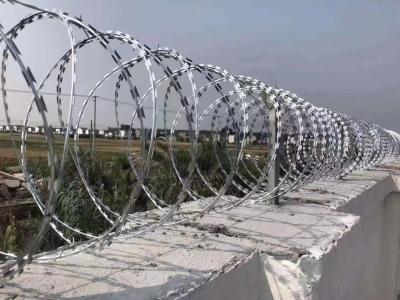 China Concertina Razor Fencing Wire Cross Type Barbed Tape Perimeter Barriers for sale