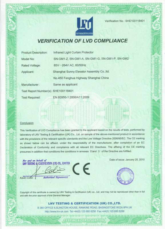 Verification Of Lvd Compliance - SHANGHAI SUNNY ELEVATOR CO.,LTD