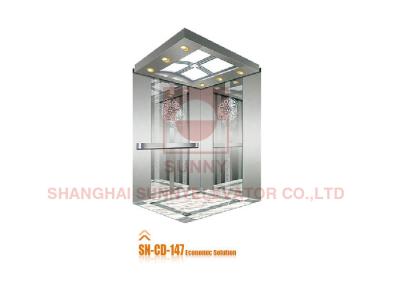 China Cabina del elevador del pasajero del hogar del acero inoxidable con diseño de la aguafuerte del espejo en venta