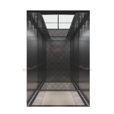 China Business Building Elevator Cabin Decoration Car Design Ceiling Titanium Black Mirror , LED Lighting for sale