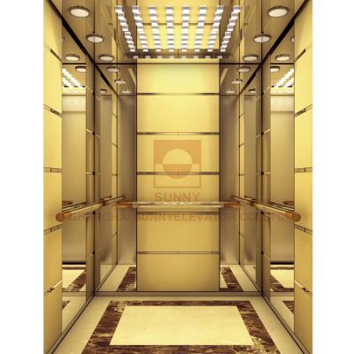 中国 塗られるステンレス製の金のエレベーターの小屋の設計アクリルの軽い装飾を模倣すること 販売のため