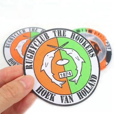China Parches Bulk New Design Custom Made Club Name Logo Woven Badges Patches for Clothing for sale