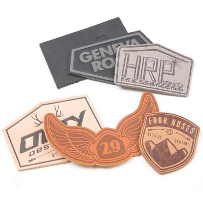 China Jeans Clothing Labels Manufacturer Custom Logo Embossed Real Genuine Leather Patches for Hats for sale